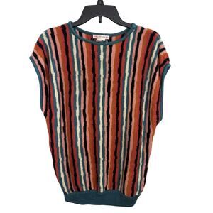 Vtg 70s Halston III Sleeveless Knit Abstract Top Size Medium Art Teacher Retro